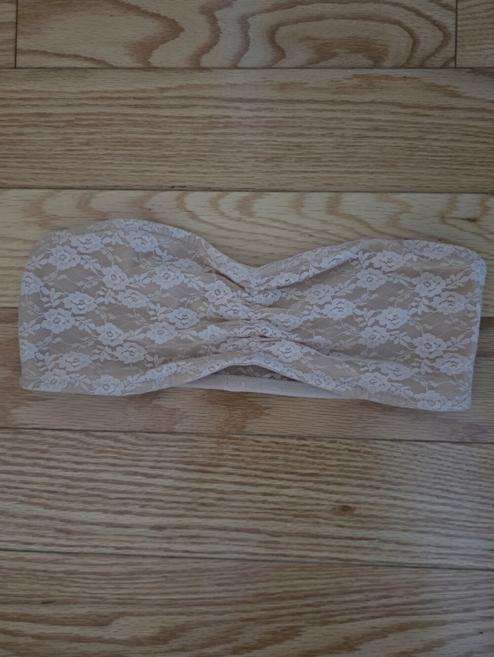 PINK Victoria's Secret Lace Strapless Bandeau, Nude, Small